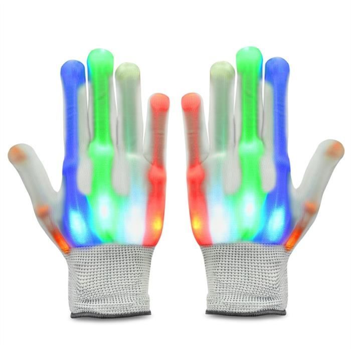 Gants Lumineux LED Squelettes Rouges - Accessoire Parfait Pour Fêtes Et Halloween