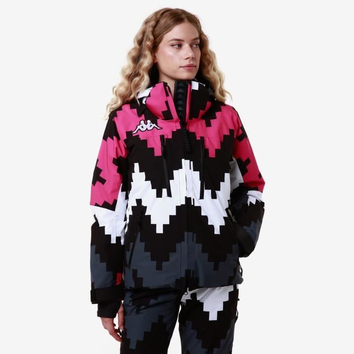 Manteau de ski pour femme 6Cento 612PG Kappa Noir rose blanc gris Impermeable et respirant