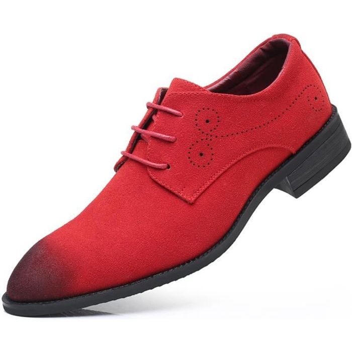 Chaussures Derby Homme Brogue Cuir Daim Toe Pointu Ville Nubuck Lacets