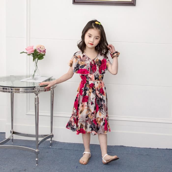 Bébé Enfants Filles Off épaule Floral Coeur d'été Princesse Dress Vêtements