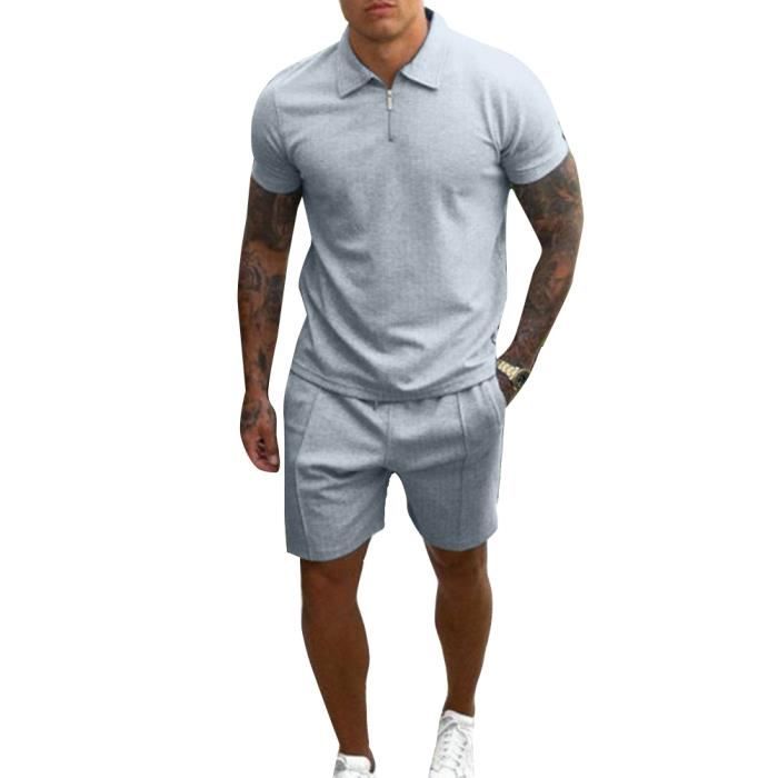 Homme Ensemble de Survetement d ete 2 pieces Decontracte Ensembles de course Athletiques Sportswear LiBleu Libleu Cdiscount Pret a Porter