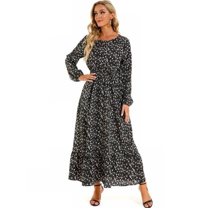 Robe Longue Femme Maxi - Manches Courtes - Tissu Jersey Viscose Élastique - Style Bohème Décontracté - Grande Taille Disponible