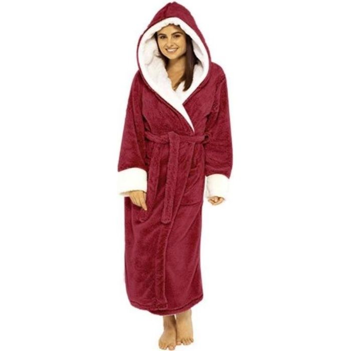 Robe De Chambre Femme Grande Taille En Polaire Douce Et Pelucheuse - Peignoir D'Hiver Chaud Avec Poches - Pyjama Confortable