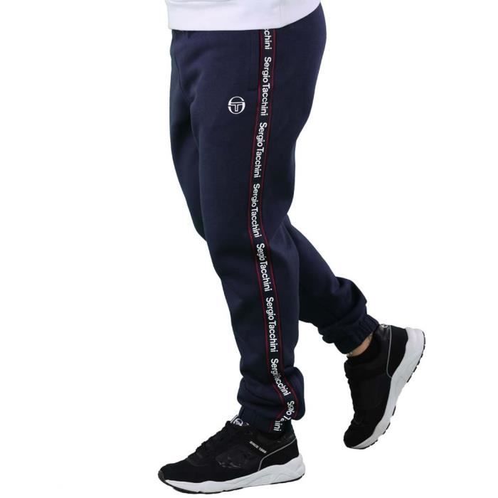 Pantalon de Survetement Homme Sergio Tacchini Meridiano Bleu Marine avec Bandes Respirant Indoor Nvy wht Cdiscount Pret a Porter