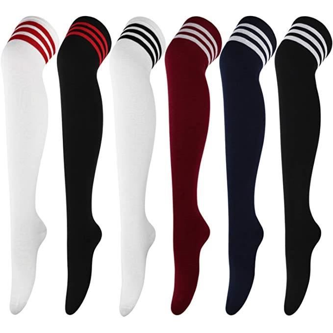 6 Paires Chaussettes Hautes Montantes Chaussettes de Genoux
