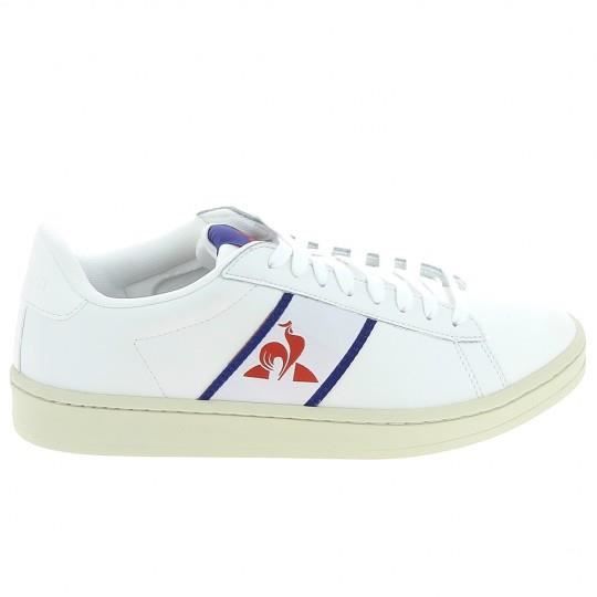 Baskets Mode Sneakers Hommes LE COQ SPORTIF Classic Soft Blanc - Lacets - Plat - Textile