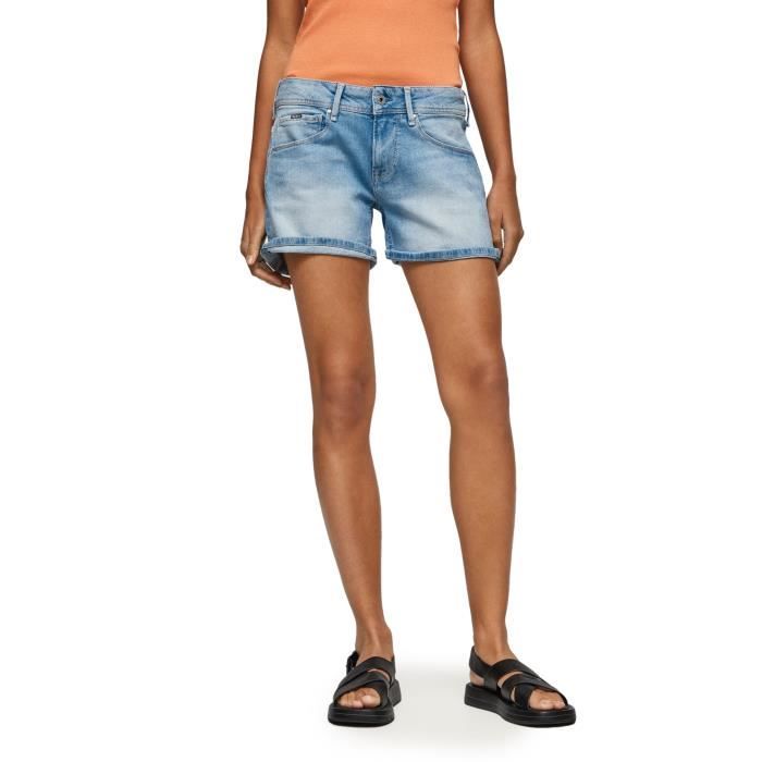 Shorts Femme PEPE JEANS Coton Fermeture eclair Bleu Bleu Cdiscount Pret a Porter