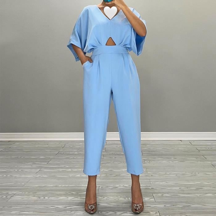 Combinaison D'été Femme Sans Manches - Col En V, Bretelles Croisées - Taille Haute, Jambe Large - Tailles XS à 5XL - Coton Et Lin - 9