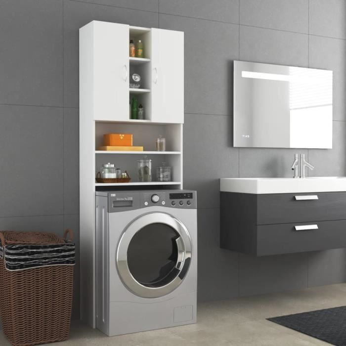 VX - Meuble pour machine à laver Blanc 64x255x190 cm