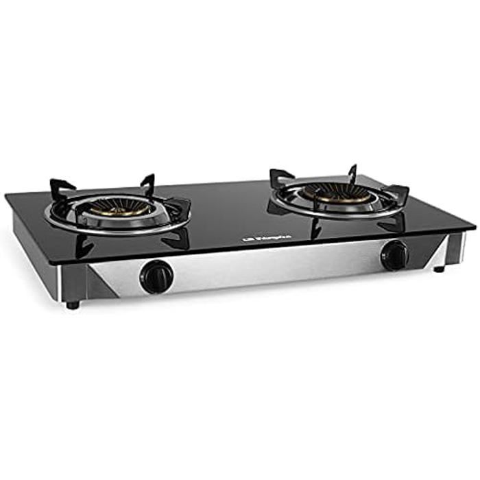 Orbegozo FO 2720 Cuisinière à gaz 2 brûleurs triple couronne butane ou propane allumage piézoélectrique surface en verre