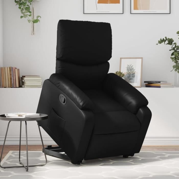Fauteuil Inclinable Similicuir Noir - Inclinaison Manuelle 135°, Repose-pieds - Charge Max 110 Kg, Dimensions 75,5x93x99,5 Cm