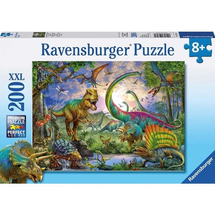 Puzzle XXL 200 Pieces Le Monde Des Dinosaures : T-Rex Et Brachiosaure - Ravensburger Enfant Collection Préhistoire