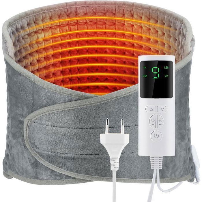Coussin Chauffant électrique 30x60cm - 6 Niveaux De Température (40-60°C) - 4 Minuteries - Arrêt Automatique - Lavable En Machine