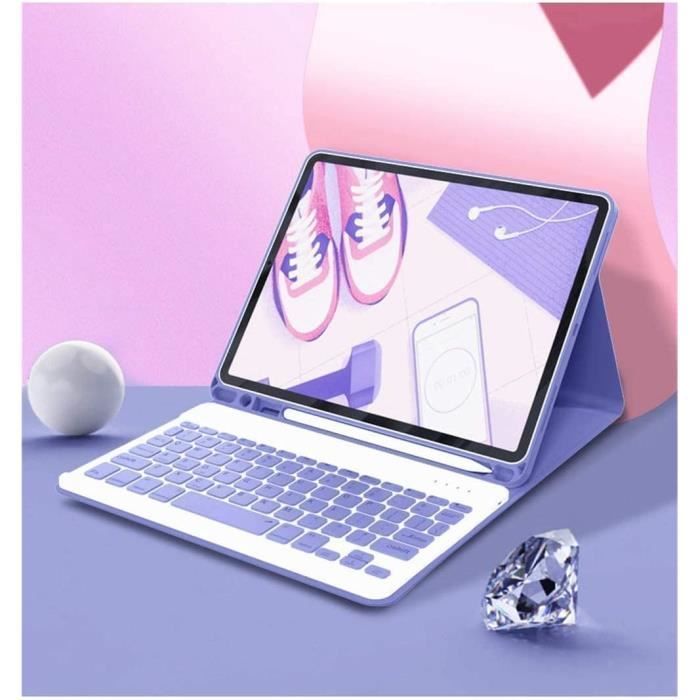 Clavier Coloré Magnétique Amovible Pour Tablette Samsung Galaxy Tab S9/S8/S7 11" - Étui Avec Porte-stylo S - Touches Rondes, Raccourcis Pratiques - Compatible Windows/Android/iOS