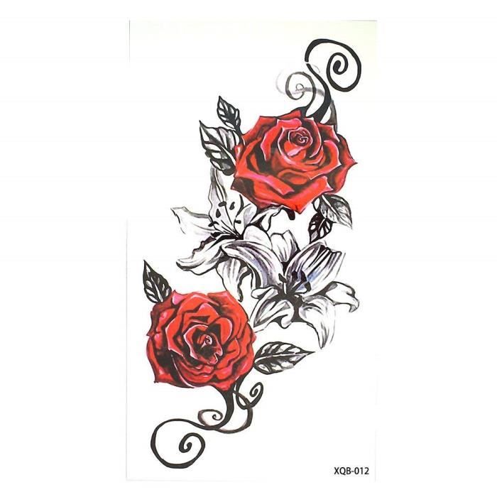 3639 Faux Tatouage Temporaire Tatouage Fleur Rouge Pour Femme Homme Enfant Tatouage Ephemere Tattoo Temporaire Fleur Achat Vente Tatoo Bijou De Corps 3639 Faux Tatouage Cdiscount