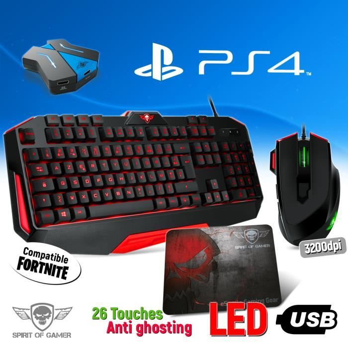 Pack clavier, souris et tapis Pro MK3 pour console PS4 - Convertisseur  inclus - rétro éclairé - Cdiscount Informatique