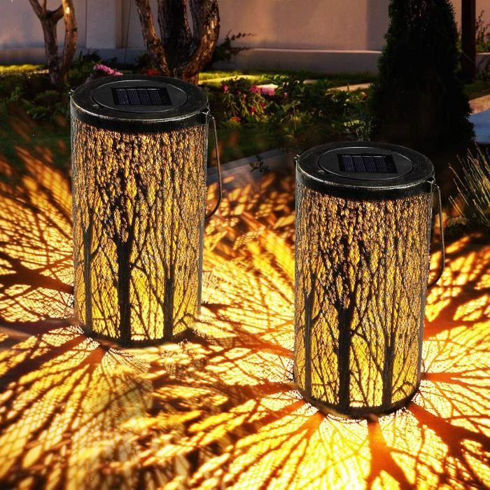 Lot De 2 Lampions Solaires Extérieur HOVCEH - LED, Étanche IP65, Nylon, 25cm - Décoration Jardin