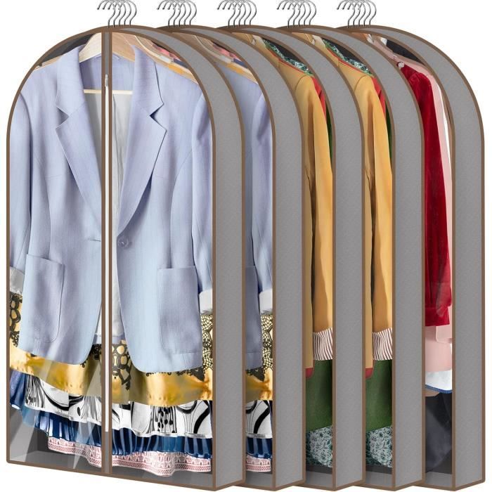 5 Housses De Protection Pour Vêtements Longs 137x61cm - HBCOLLECTION - Blanc