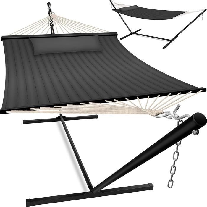 Hamac Double Avec Support XXL KESSER® - 200kg Charge Max - Intérieur/Extérieur - Coussin Inclus