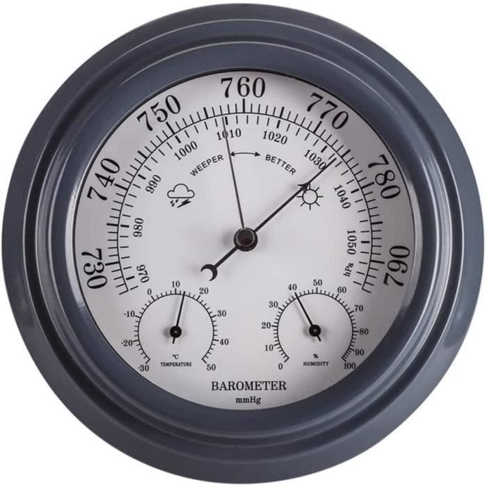 Old barometer, thermometer, hydrometer / weather station, Lufft, vintage Natural Wood