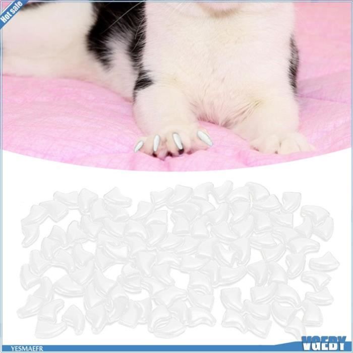 Comparer les prix de VGEBY 100PCS Protège Griffe Chat, Capsules Douces pour Les Ongles des Chats, Anti-rayures pour Les Griffes de Glace à blanc S