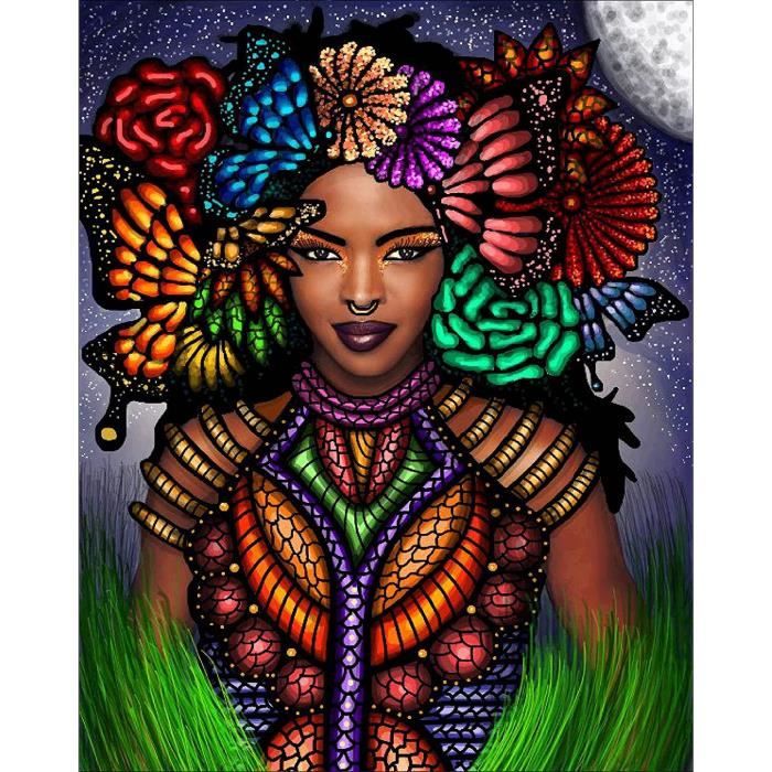 DIY Diamond Painting Femme Africaine, Broderie Diamant Painting Kits