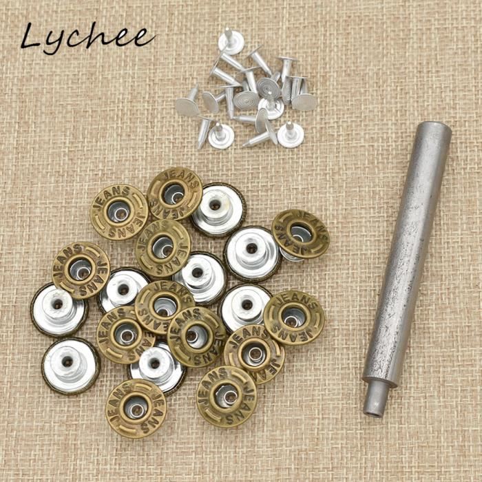 BOUTON ZIP,20 boutons à pression pour Jeans classiques, Rivet avec