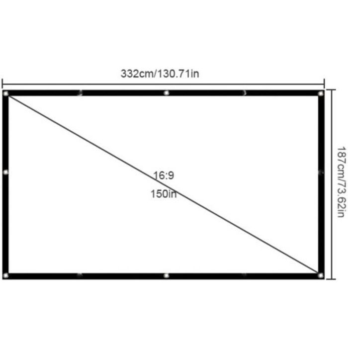 Écran de projection HD 150 pouces 18 trous écran souple blanc pliable portable 16:9