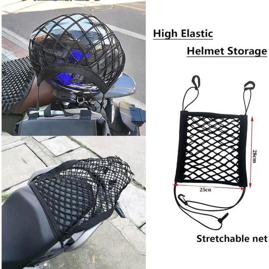 Accessoire Moto Polyvalent Filet Élastique Moto/Vélo - Lot 2 Filets Araignée + 1 Sangle - Transport Bagages/Casque Fixation Bagage