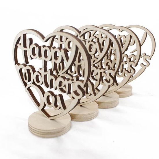 En bois en forme de coeur ornement creux contreplaqué artisanat cadeau  décoration pour la fête d'anniversaire de maman - Cdiscount Maison