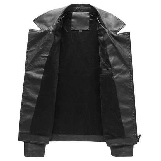 GL SUIT Veste Homme Faux Cuir Motard Vintage Noir Blanc - Style Casual Printemps Automne