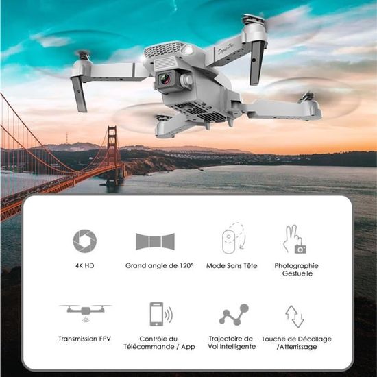 Drone Enfant Avec Caméra 4K - Télécommandé, Stabilisation Altitude, Retournements 360° - Cadeau Jouet