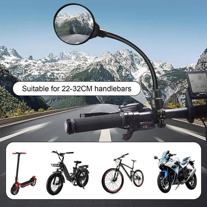 Lot De 4 Rétroviseurs De Vélo Réglables à 360° – Montage Rapide Sur Guidon 15-35mm, Miroir Convexe Pour VTT Et Route