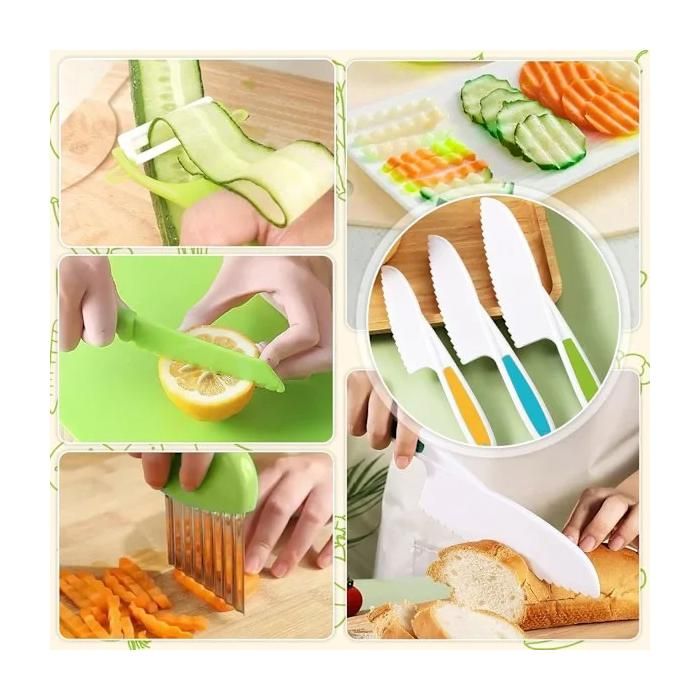BAISHUWU Set 13 Pièces Couteaux De Cuisine Enfants - Couteaux Montessori Sécurité - Kit Complet