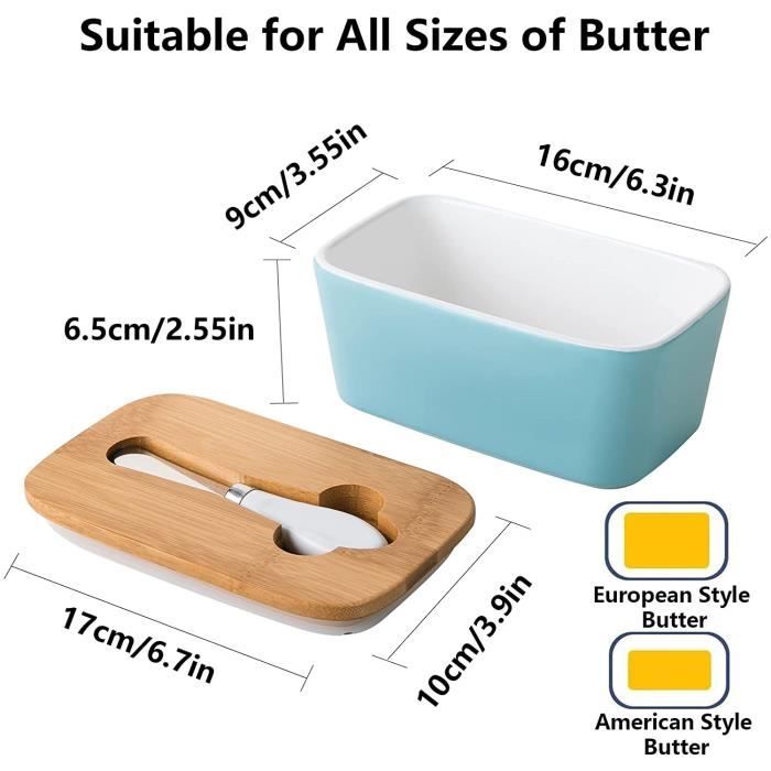 Beurrier Porcelaine et Couvercle - Butter Boîte Récipient Avec Couteau à  Beurre avec Bague d'Étanchéité en
