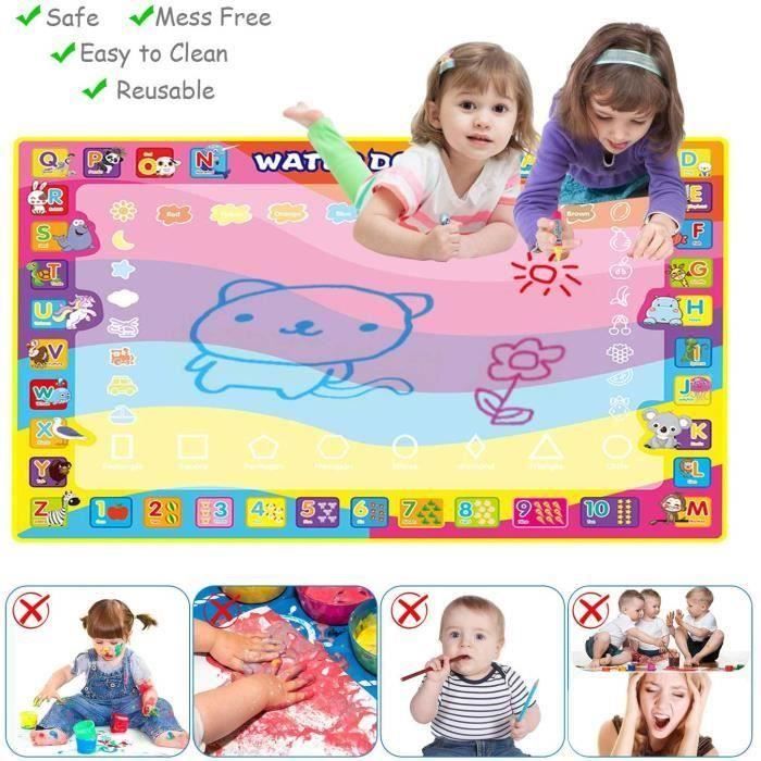 Tapis Aquadoodle Dessin à L'Eau Bébé 80x100cm - Jeu Réutilisable Style Océan Avec Accessoires