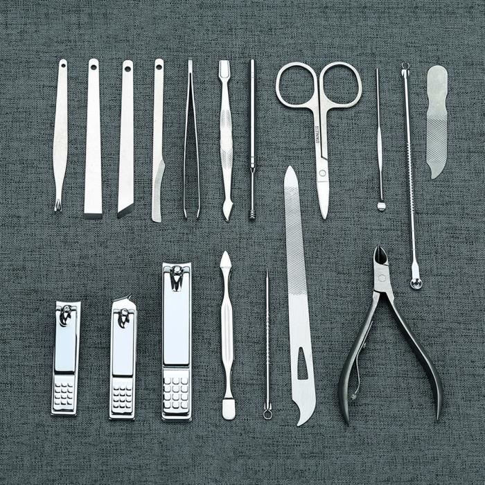 Kit Manucure Pédicure 18 Pièces Professionnel - Acier, Fabrication Allemagne