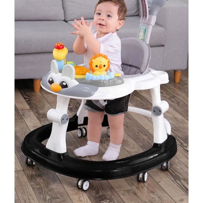 Trotteur Bebe Pliable Beige A partir de 6 mois Plateau d eveil sonore Reglable en 3 hauteurs Cdiscount Puericulture Eveil bebe