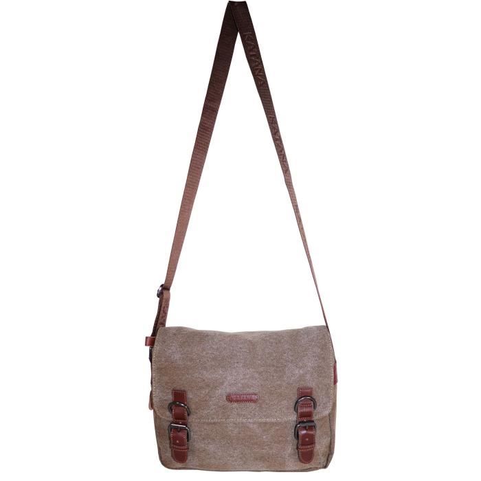 Sac à Dos KATANA Femme - Nylon Garni Cuir - Taille Moyenne - Multicolore