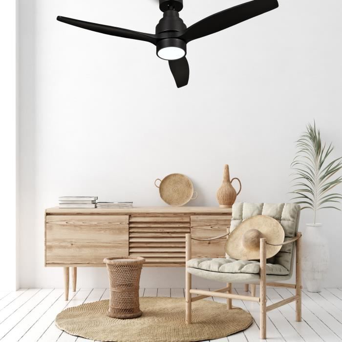 Ventilateur Plafond Brizy Bright 132 Cm Bois Clair – 45W DC Silencieux Télécommande Lumière LED