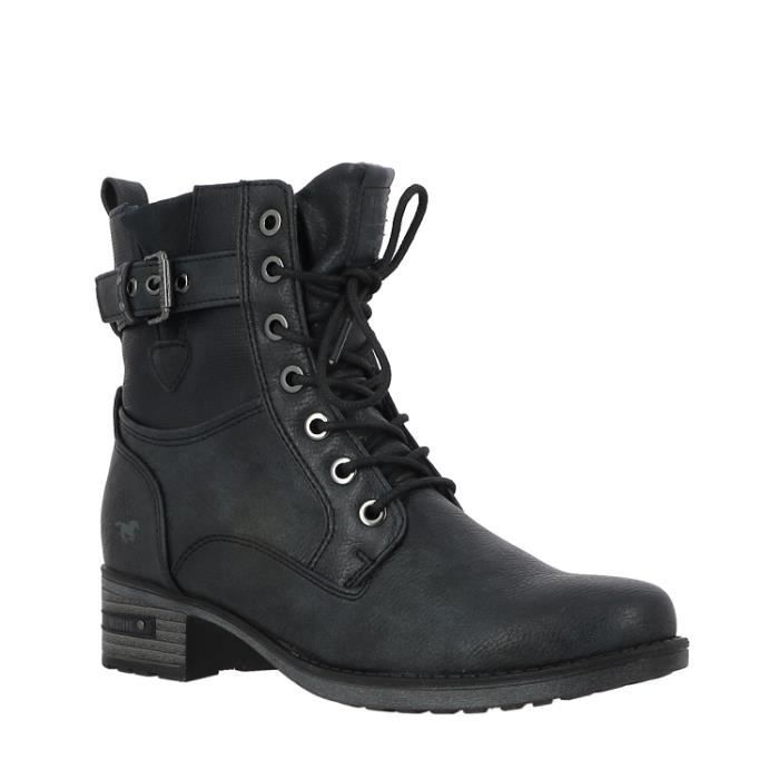 Bottines Femme MUSTANG 1229521 Talon Compense 4cm Fermeture a Zip Bout Rond Cuir Bleu Bleu Cdiscount Chaussures