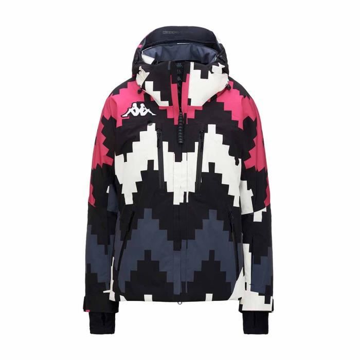 Manteau de ski pour femme 6Cento 612PG Kappa Noir rose blanc gris Impermeable et respirant