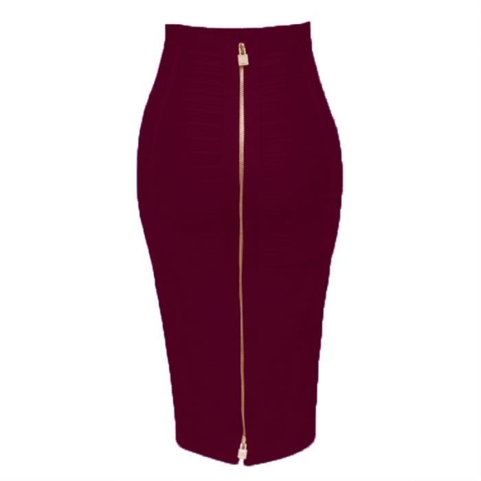 Jupe midi évasée en macramé avec ceinture large et fermeture éclair