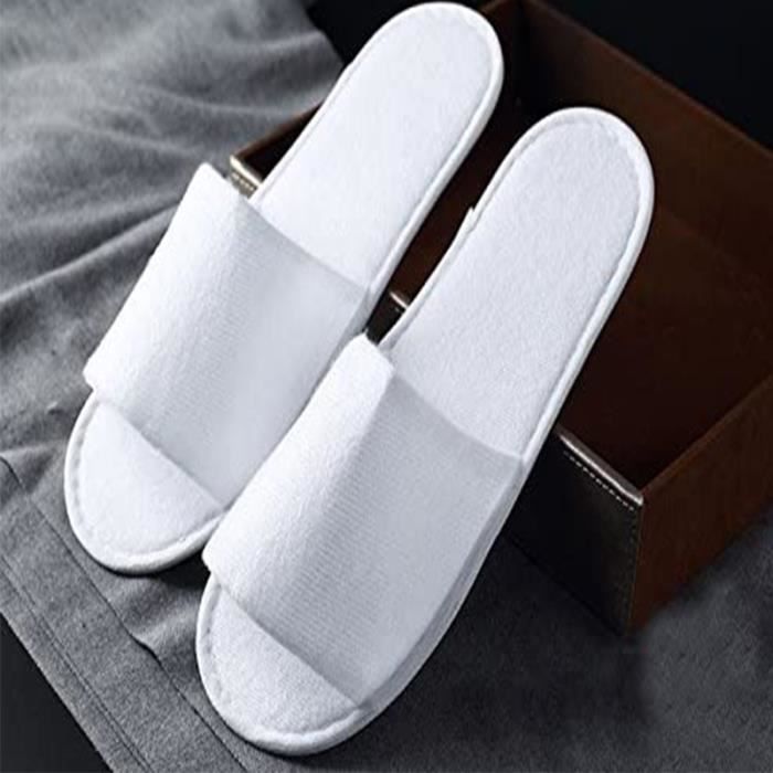 Chaussons PRESTIGE - Blanc avec liseré taupe - Lot de 10 paires