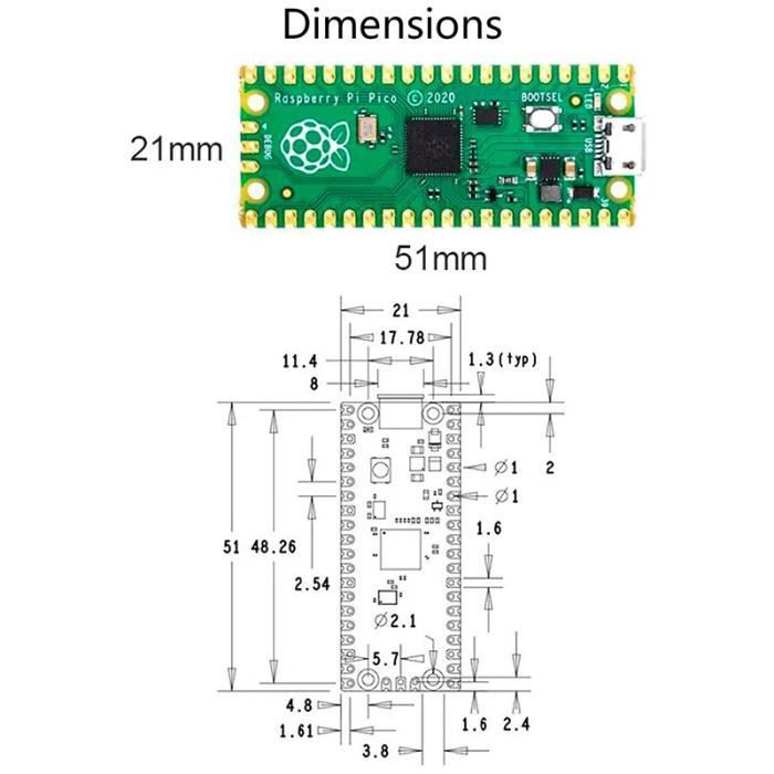 Puce Raspberry Mini Pour Raspberry Pi Pico, Basé sur la Puce Raspberry Pi RP2040 ...
