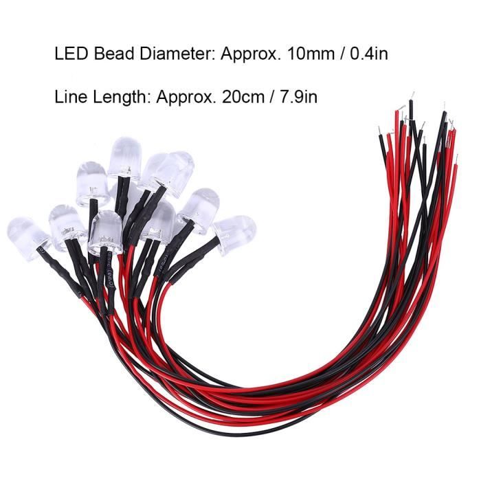 YOSOO Diode lumineuse précâblée Diode lumineuse LED pré-câblée 12V, 50 ...