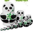10 Pcs Poupées Gigognes Adorable Bois Belle Ventre Peint À La Main Panda Ensembles Jouets Russes Empilable  STATUE - STATUETTE-2