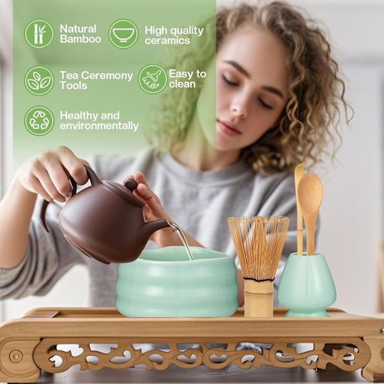 Matcha Kit - 7 Pièces Kit Matcha Complet Ensemble Fouet En Bambo Bol Cuillere A The Porte Fouettorchon Porte Cuillere A The Ideal Pour La Maison Le Bureau Et Comme Cadeau Vert 91815101