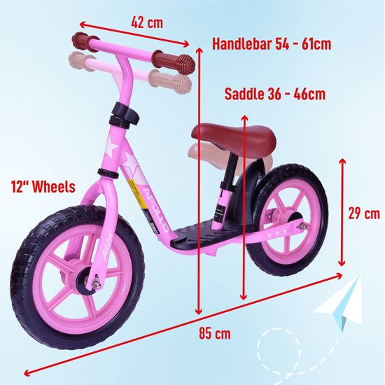 Apollo Draisienne Aviator 30 Cm – Léger, Réglable, Pour Filles Et Garçons
