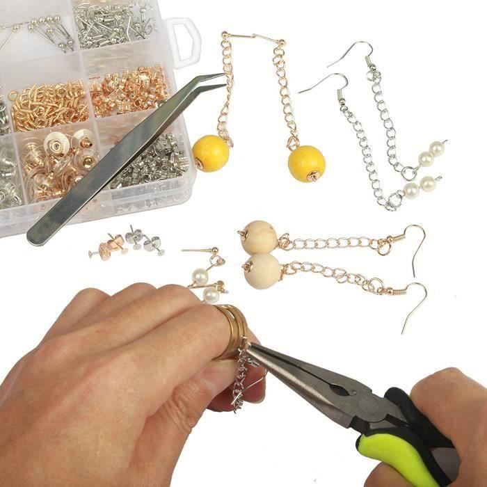 Kit Fabrication Bijoux 340 Pièces - Anneaux Ouverts, Fermoirs, Capuchons Or/argent